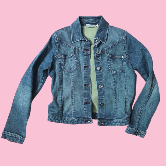 JLO Y2K Denim Jean Jacket w/ Pink Contrast Stitching Large - Picture 5 of 12